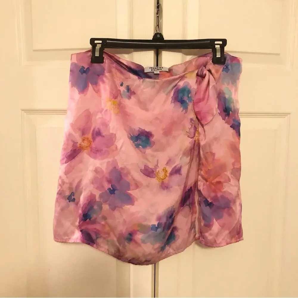 Frankie’s Bikinis Matilda Wrap Skirt Bikini Swim Coverup Silk Skirt Size Large